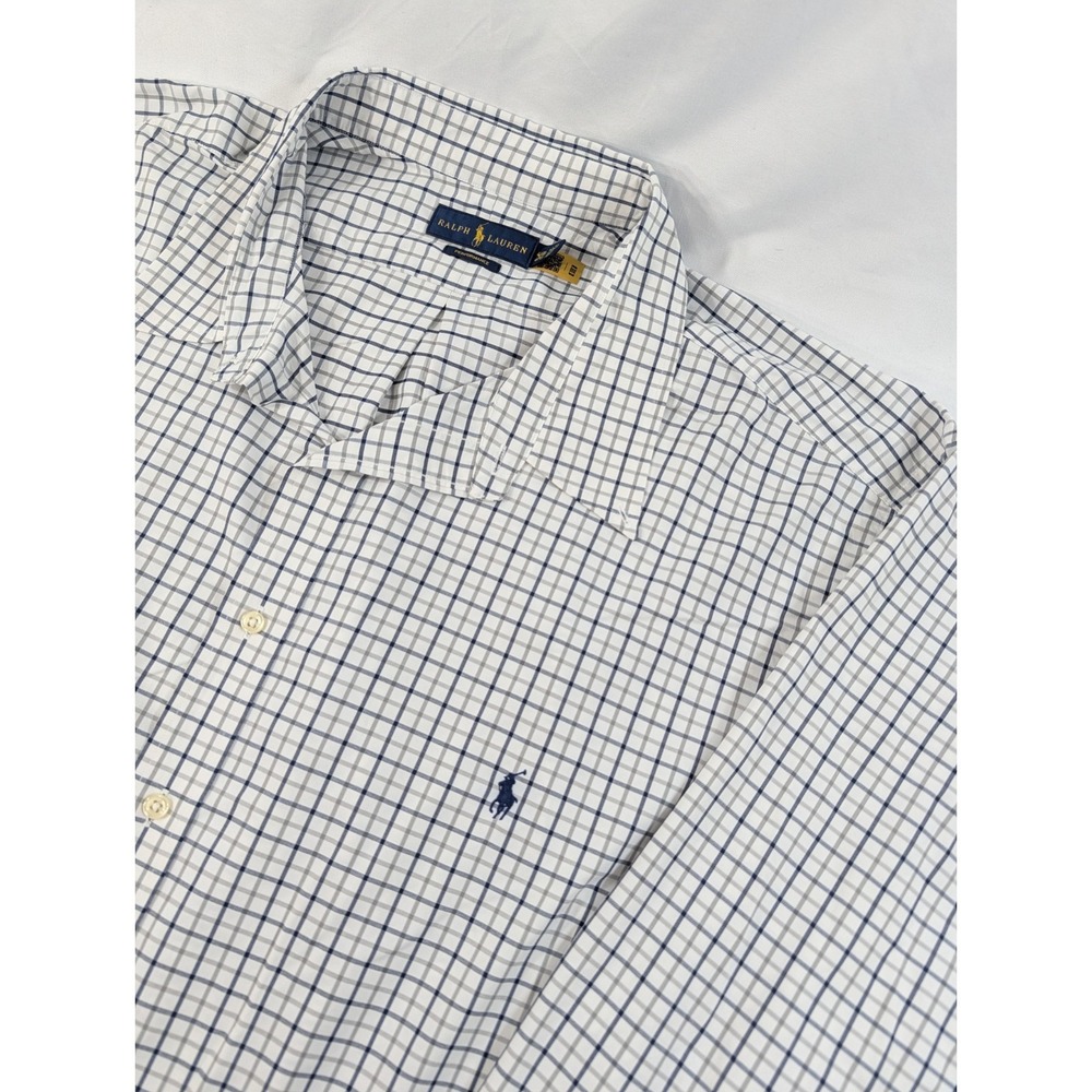 Ralph Lauren Shirt Men 4XB Big Blue Plaid Performance Stretch Casual Button Down